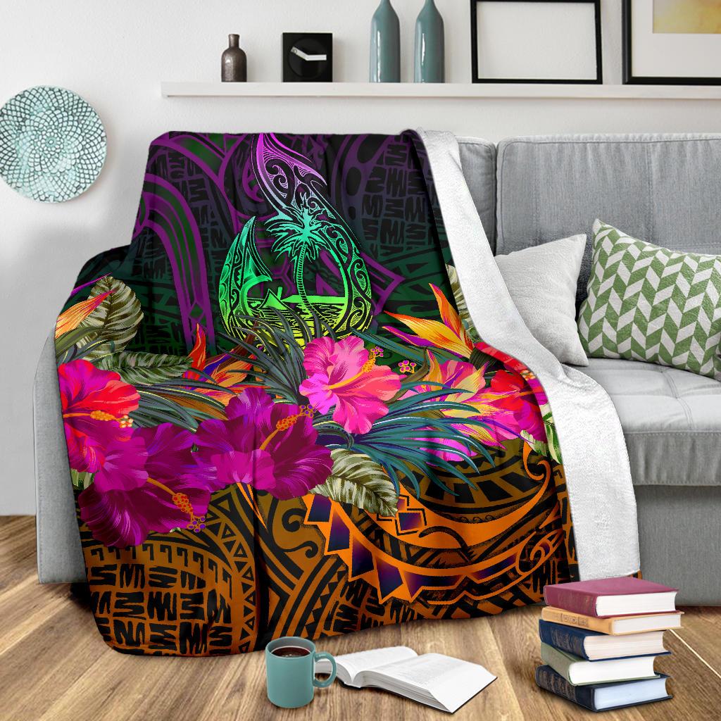 Guam Polynesian Premium Blanket - Summer Hibiscus - Polynesian Pride