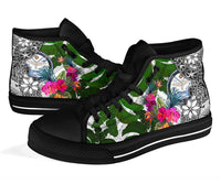 Marshall Islands High Top Shoes White - Turtle Plumeria Banana Leaf Crest - Polynesian Pride