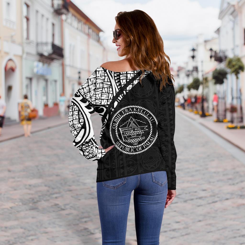 Palau Custom Personalised Women's Off Shoulder Sweater - Curve Style - Polynesian Pride