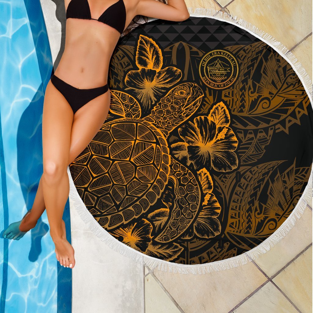 Palau Polynesia Beach Blanket Turtle Hibiscus Gold - Polynesian Pride