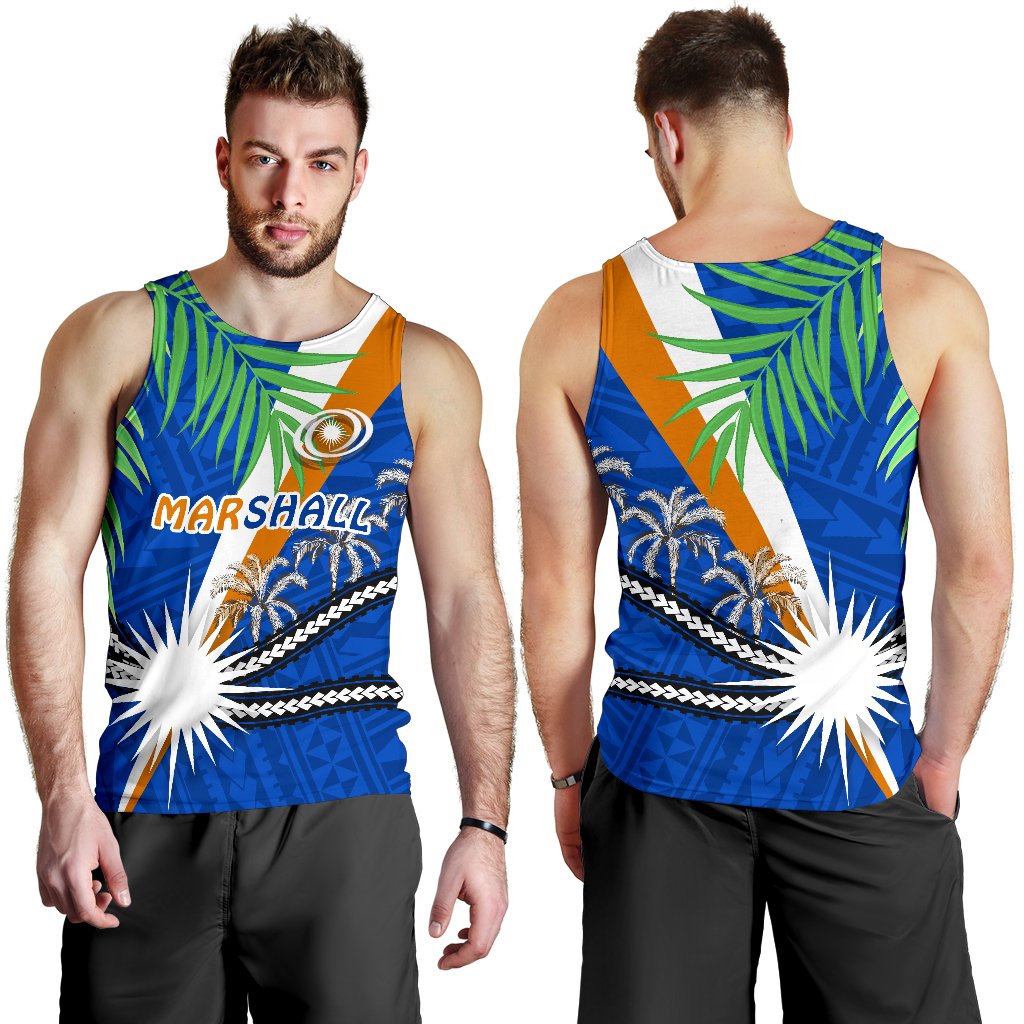 Marshall Islands Rugby Men Tank Top Coconut Leaves - Polynesian Pride