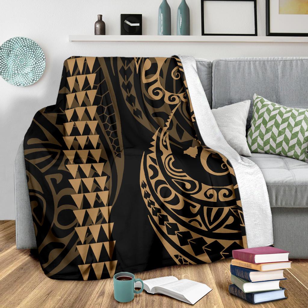 Hawaii Kakau Gold Polynesian Premium Blanket - Polynesian Pride
