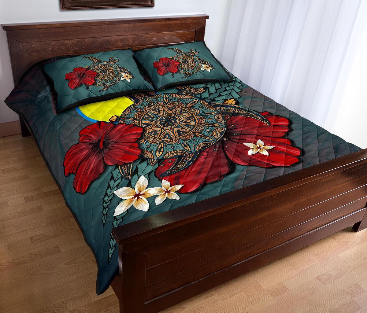 Palau Quilt Bed Set - Blue Turtle Tribal - Polynesian Pride