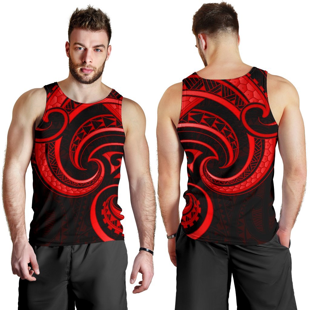 New Zealand Maori Mangopare Men Tank Top Polynesian - Red - Polynesian Pride