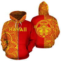 Polynesian Madame Pele Plumeria Hawaii Zip Hoodie The Half Unisex Red - Polynesian Pride