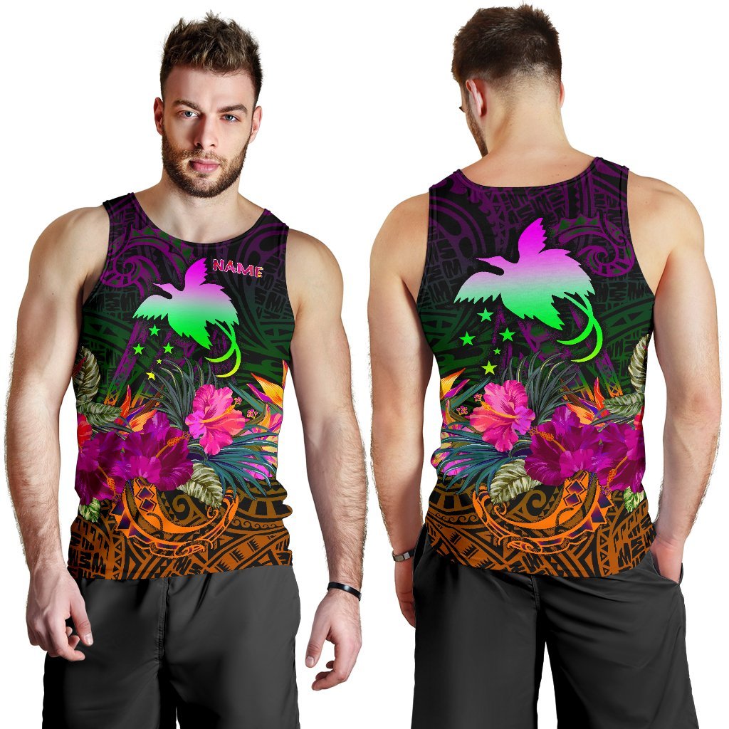 Papua New Guinea Personalised Men's Tank Top - Summer Hibiscus - Polynesian Pride