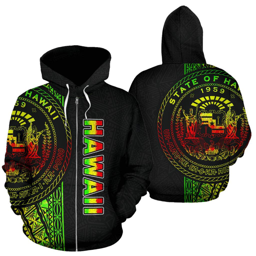 Polynesian Hawaii Zip up Hoodie Reggae Line Unisex Reggae - Polynesian Pride