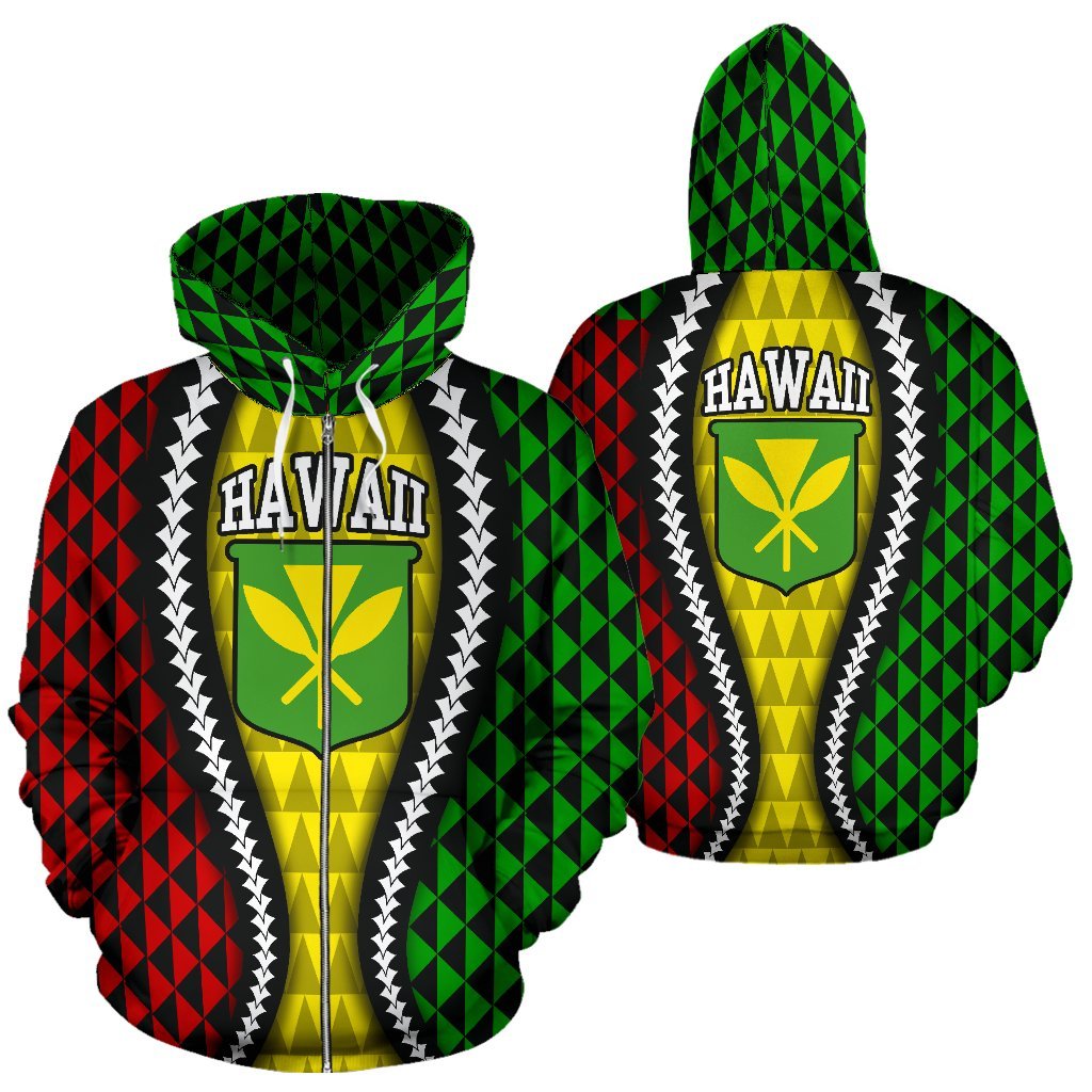 Hawaii Zipper Hoodie Hawaii Kanaka Maoli Flag Unisex Mix - Polynesian Pride