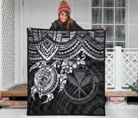 Hawaii Polynesian Premium Quilt - Kanaka Maoli & White Turtle Hibiscus - Polynesian Pride