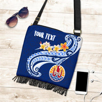 Guam Personalised Crossbody Boho Handbag - Guam Seal Polynesian Patterns Plumeria (Blue) One Style One Size Blue - Polynesian Pride