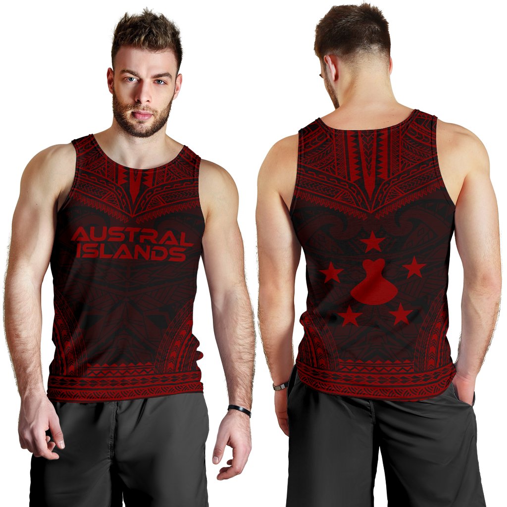 Austral Islands Men's Tank Top - Polynesian Chief Red Version - Polynesian Pride