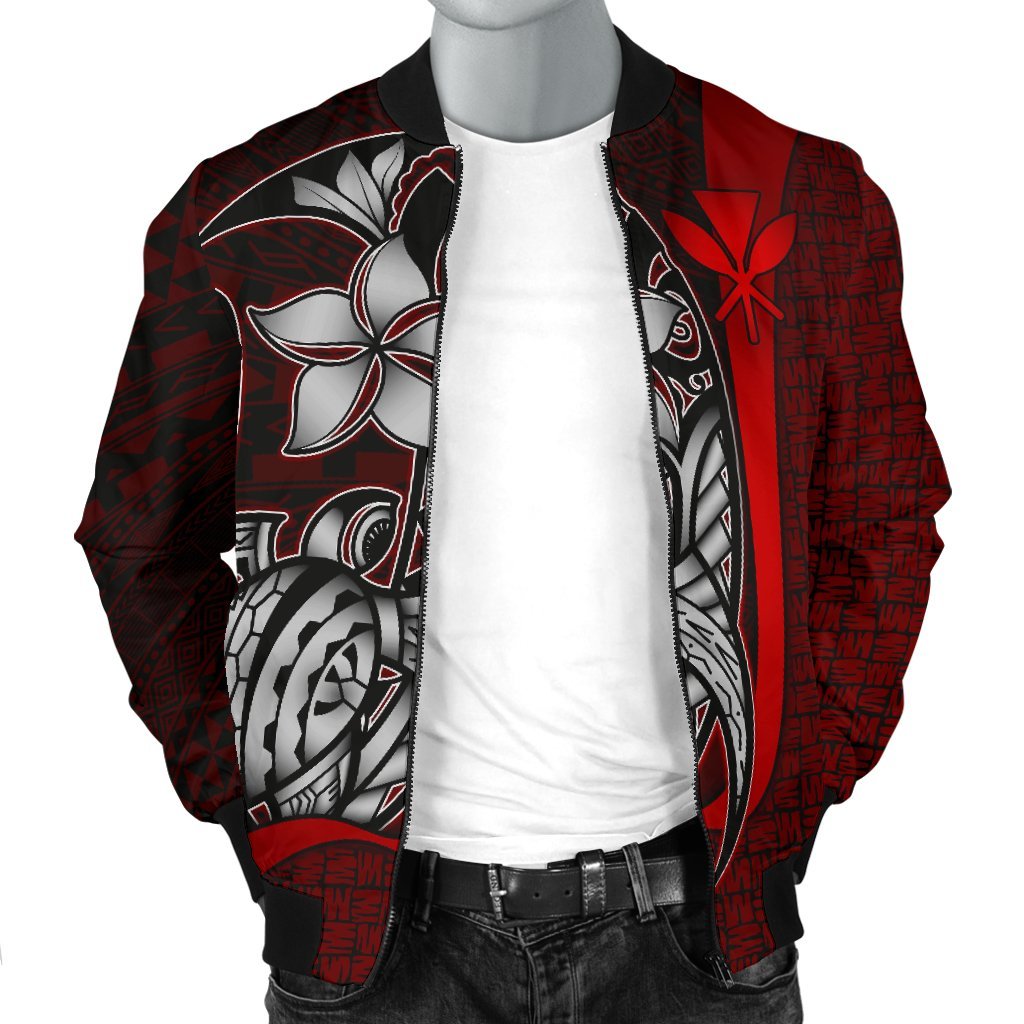Polynesian Hawaii Men Bomber Jacket Red - Turtle with Hook - Polynesian Pride