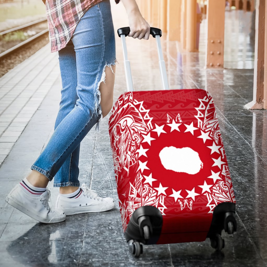 Cook Islands Polynesian Luggage Covers Map Red White - Polynesian Pride