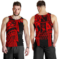 Polynesian Guinea Men's Tank Top - Moana Maui Tattoo With Coat Of Arm Guinea Red - Polynesian Pride