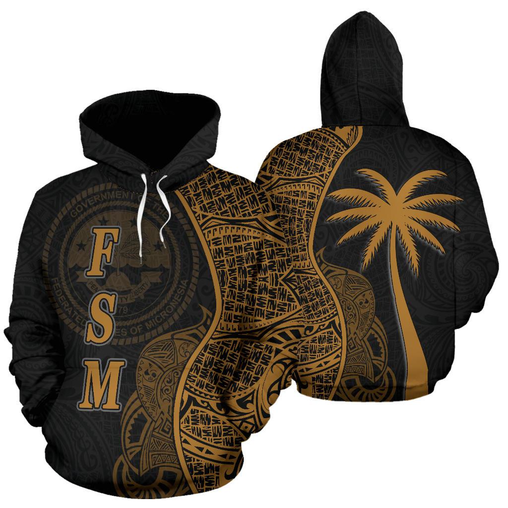 Federated States of Micronesian Polynesian Hoodie Coconut Tree Gold Unisex Gold - Polynesian Pride