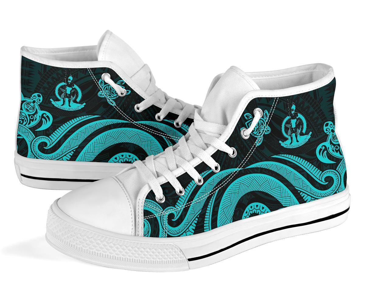 Vanuatu High Top Canvas Shoes - Turquoise Tentacle Turtle - Polynesian Pride