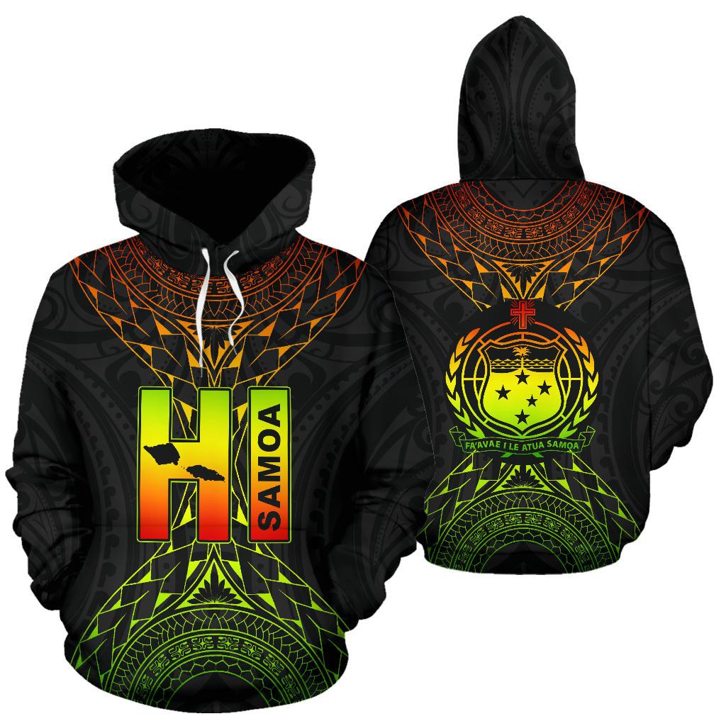 Samoa Map Polynesian All Over Hoodie Unisex Black - Polynesian Pride