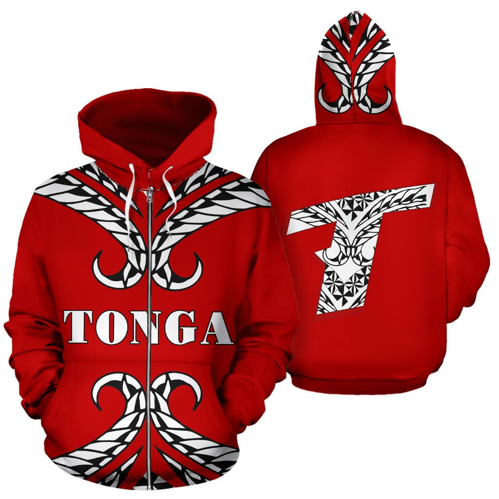 Tonga Tribal Pattern All Over Zip up Hoodie - Polynesian Pride