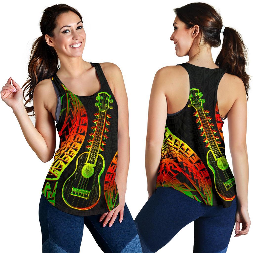 Polynesian Hawaii Women Racerback Tank - Ukulele Black - Polynesian Pride