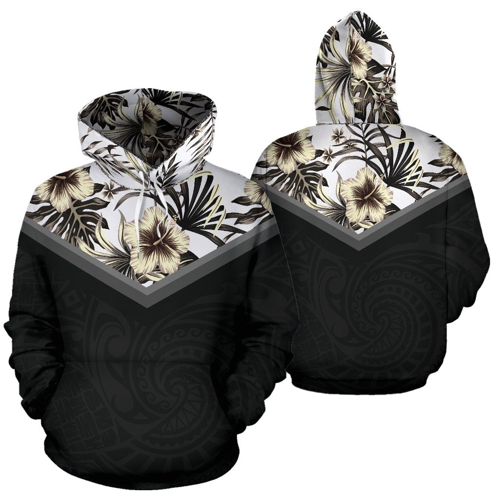 Hawaiian Pattern Vintage Hoodie Blur Yellow Old Color Unisex White - Polynesian Pride