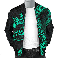 Polynesian Hawaii Men's Bomber Jacket - Polynesian Turquoise Humpback Whale - Polynesian Pride