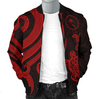 Chuuk Micronesian Men Bomber Jacket - Red Tentacle Turtle - Polynesian Pride