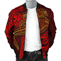 Polynesian Men's Bomber Jacket - Red Shark Polynesian Tattoo - Polynesian Pride