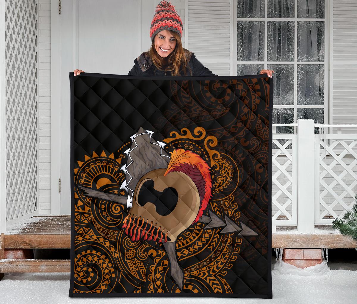 Hawaiian Warrior Helmet Polynesian Premium Quilt - Polynesian Pride