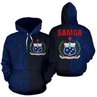 Samoa Hoodie Samoa Coat of Arms Polynesian Tattoo Style Blue Unisex Blue - Polynesian Pride