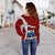 Samoa Polynesian Women's Off Shoulder Sweater - Tribal Wave Tattoo Flag Color - Polynesian Pride