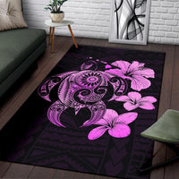 Hibiscus Plumeria Mix Polynesian Turtle Area Rug AH - Polynesian Pride
