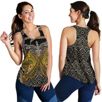 Polynesian Women's Racerback Tank, Maori Tattoo Wolf Patterns - Polynesian Pride