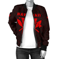 Hawaii Kanaka Polynesian Women's Bomber Jacket Red - Polynesian Pride