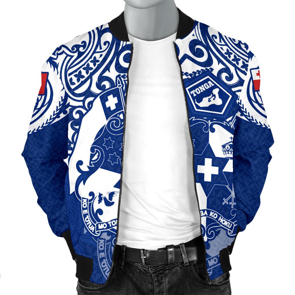 Tonga Polynesian Bomber Jacket (Men) - Tongan Pride (Bright Blue) - Polynesian Pride