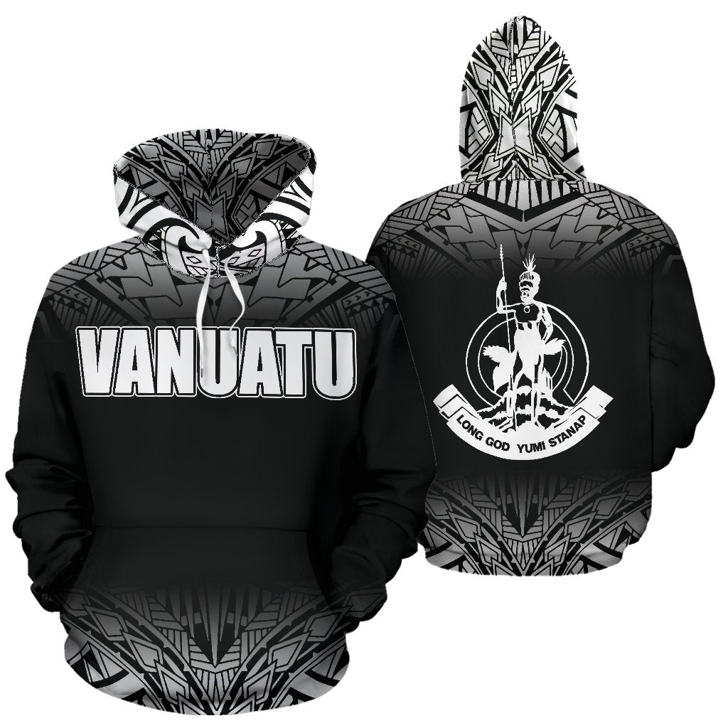 Vanuatu All Over Hoodie Fog Black Style Unisex Black - Polynesian Pride