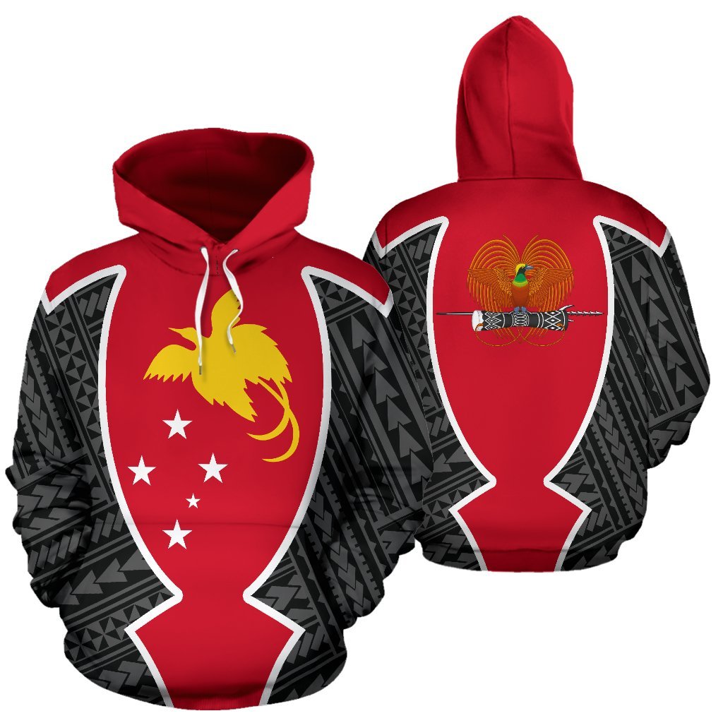 Papua New Guinea Hoodie Papua New Guinea Flag Coat of Arms Sport Style Unisex Black - Polynesian Pride