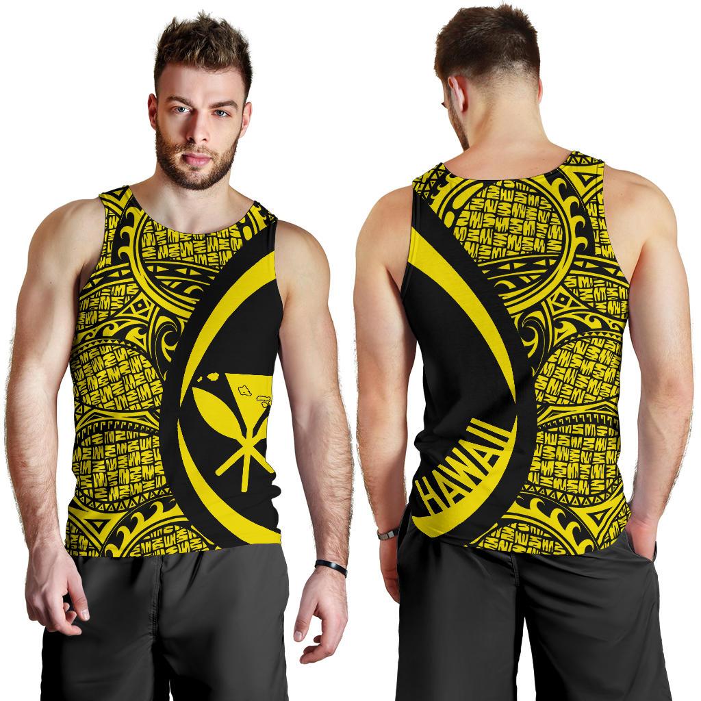 Kanaka Hawaii Map Yellow Polynesian Men's Tank Top - Circle Style Yellow - Polynesian Pride