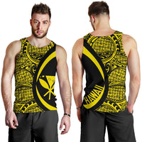 Kanaka Hawaii Map Yellow Polynesian Men's Tank Top - Circle Style Yellow - Polynesian Pride