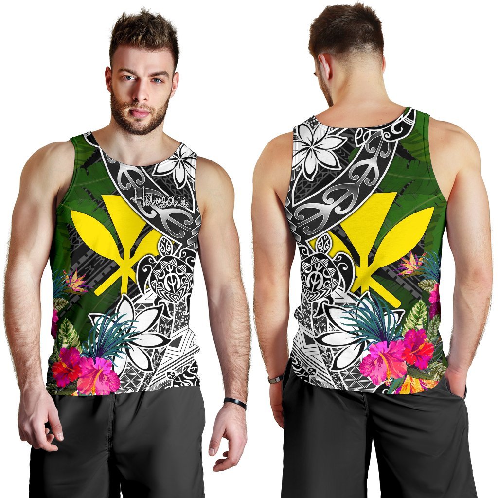 Hawaii Men Tank Top - Turtle Plumeria Banana Leaf - Polynesian Pride