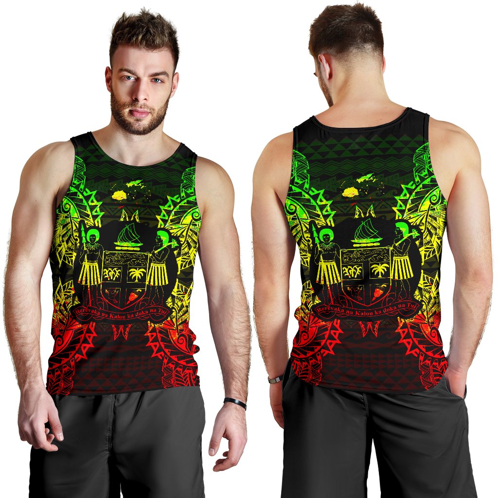 Fiji Polynesian Men Tank Top Map Reggae - Polynesian Pride