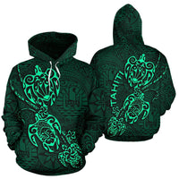 Tahiti Polynesian Family Turtles Hoodie Green - Polynesian Pride