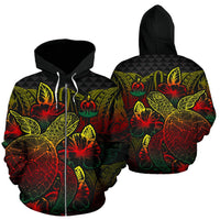 Vanuatu Polynesian Zip up Hoodie Turtle Hibiscus Reggae Unisex Reggae - Polynesian Pride