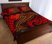Pohnpei Quilt Bed Set - Red Shark Polynesian Tattoo - Polynesian Pride