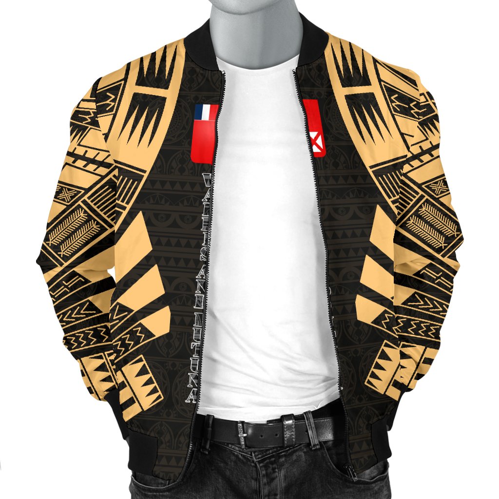 Wallis And Futuna Men Bomber Jackets - Polynesian Tattoo Gold - Polynesian Pride