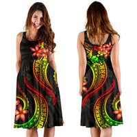Tonga Polynesian Midi Dress - Reggae Plumeria - Polynesian Pride