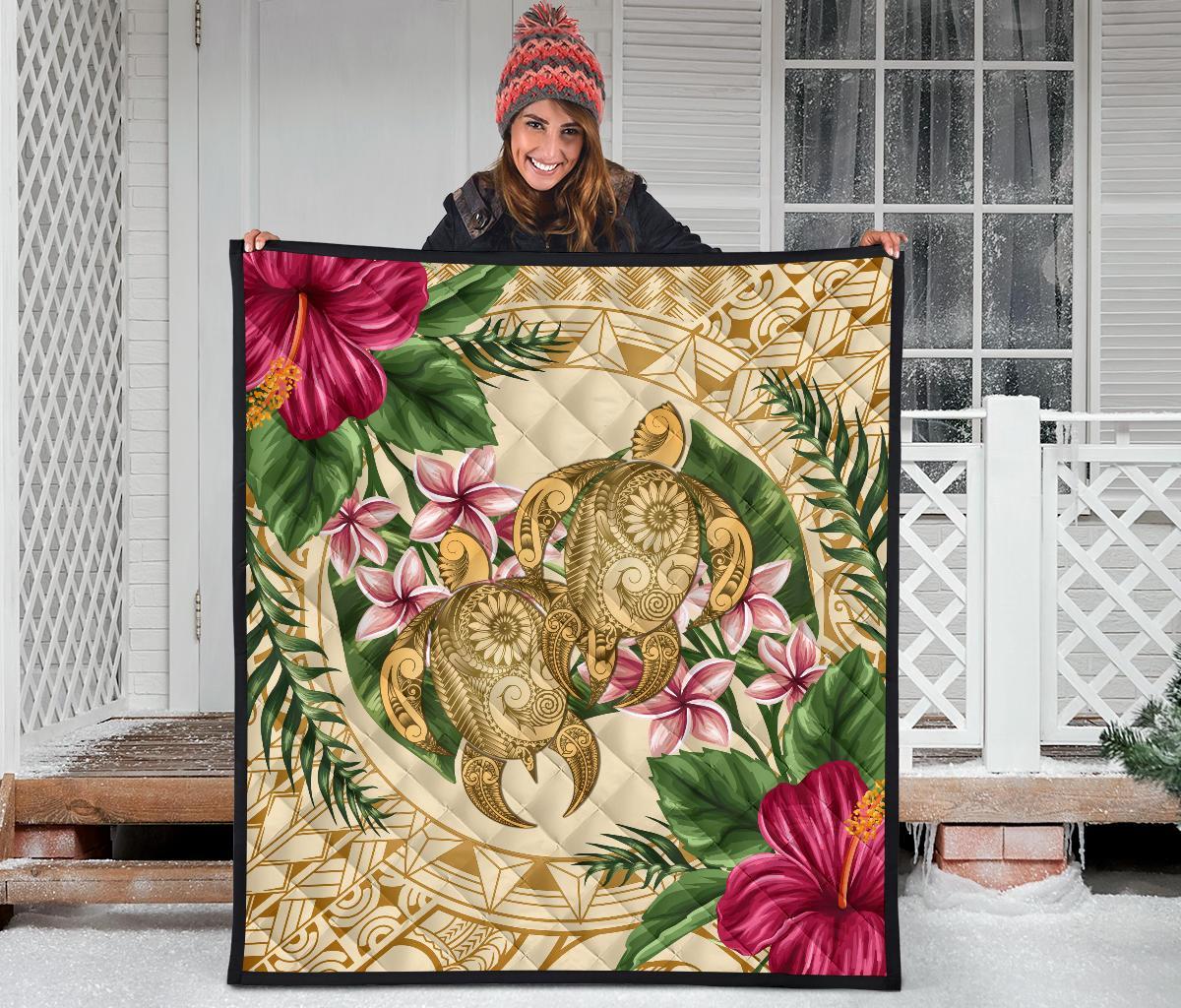 Hawaii Premium Quilt - Turtle Premium Quilt Strong Pattern Hibiscus Plumeria AH - Polynesian Pride