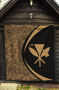 Hawaii Kanaka Polynesian Black Premium Quilt - Circle Style - Polynesian Pride