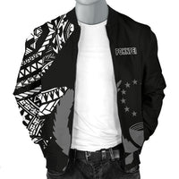 Pohnpei Men's Bomber Jacket - Micronesian Pattern Flash Black - Polynesian Pride