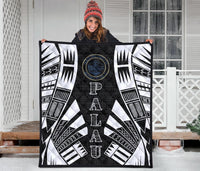 Palau Premium Quilt - Palau Seal Polynesian White Tattoo - Polynesian Pride