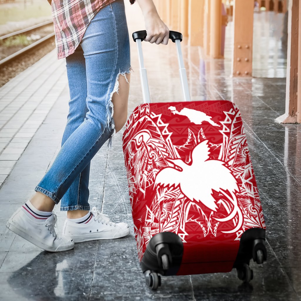 Papua New Guinea Polynesian Luggage Covers Map Red White - Polynesian Pride